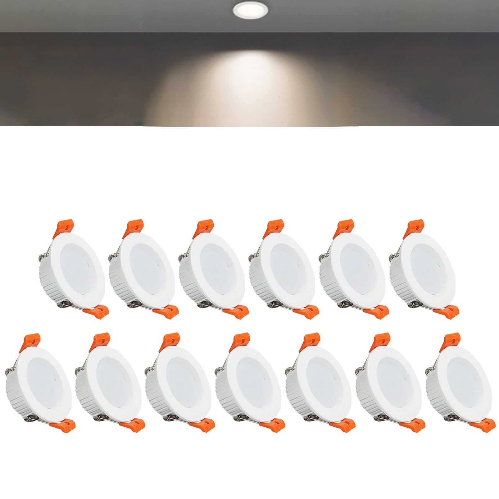 TTiiLoe 3W Round LED Recessed Ceiling Spotlights, 4000K Neutral White Ultra Slim Panel Ceiling Light, Cut Φ50-55mm, AC110-240V Downlights for Hallway Stairwell Showroom, 13 Pack
