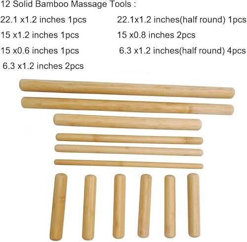 Miniatura 3 de Goodtar Varillas de bambú para terapia de masaje, herramientas de masaje de bambú, juego de 12