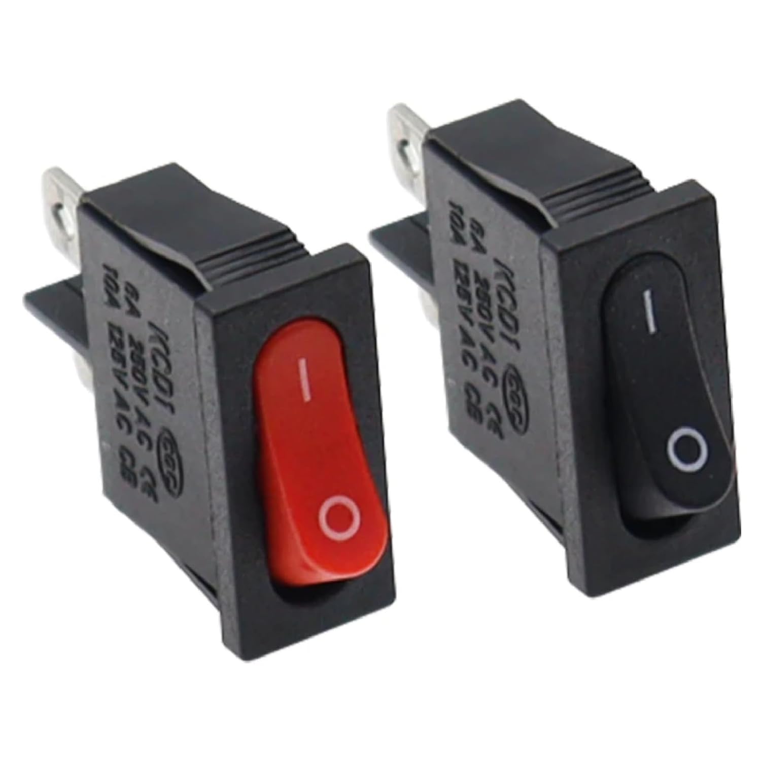 KCD1-110 Rocker Switch Red Black 2 Pin 2 Position 6A 250VAC Thin Flat Shape 9.5x21MM Small Switch for Instruments (Red)