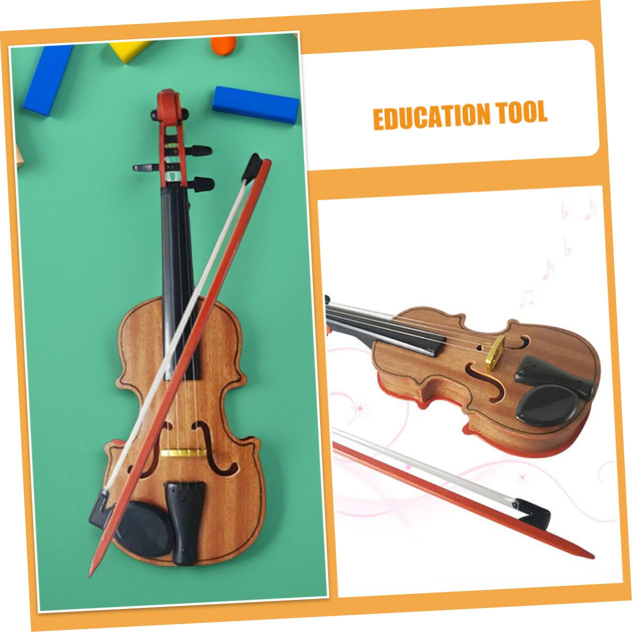 Piccolo Violino in Legno Realistico, Set 1 Pezzo per Bambini | Riproduzione Simulata, Design Delicato e Finitura Curata, per Attività in Scuola e Asilo