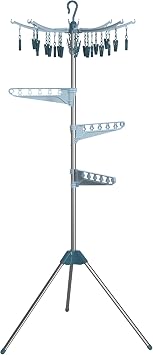 Hyfive Clothes Airer Drying Rack Hanging Peg Clip On Airer Laundry Rail Hanger Dryer Stand Compact Foldable
