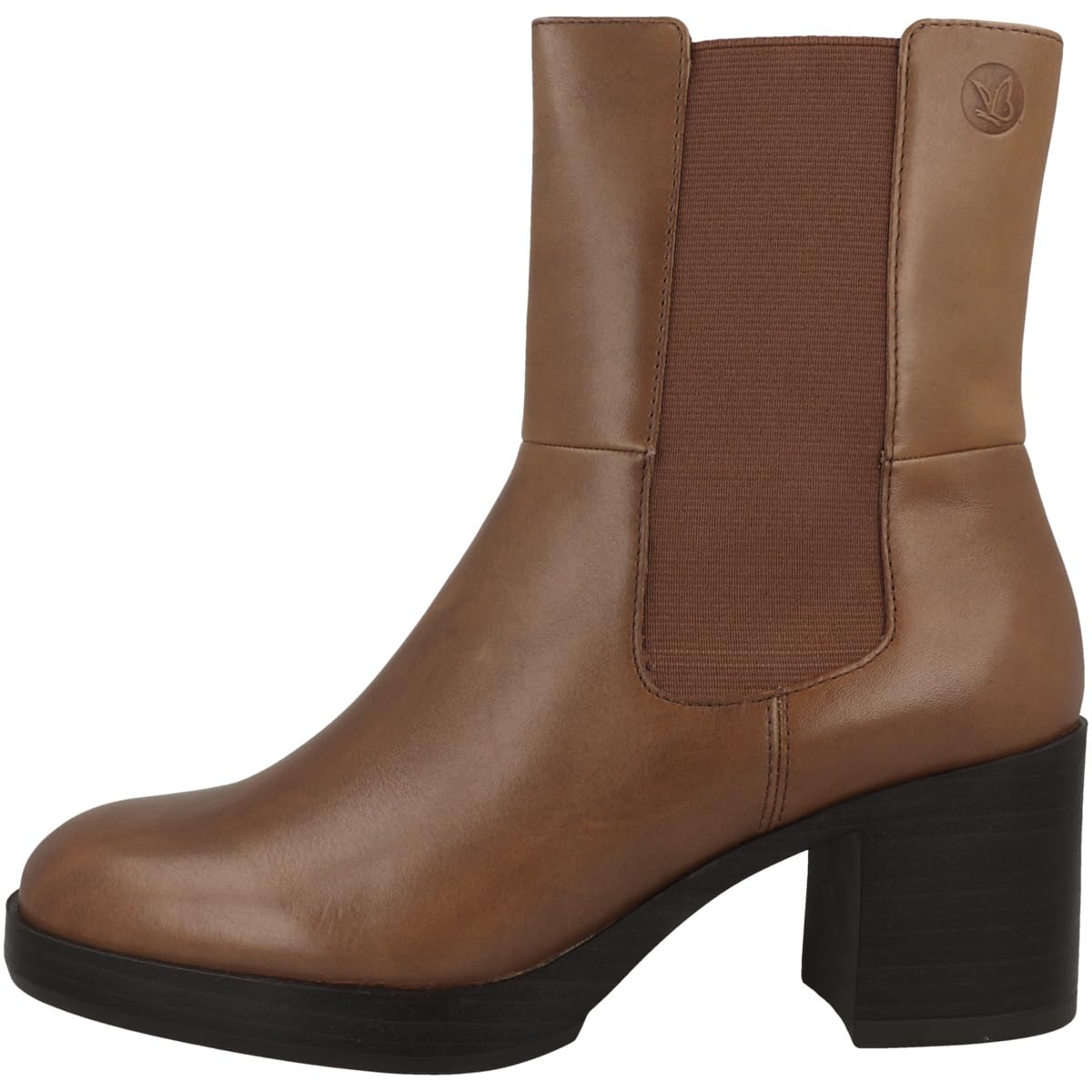 Caprice Women's ankle boots with heel Memotion in leather block heel Width G, Brown (Cognac Nappa), 6.5 UK