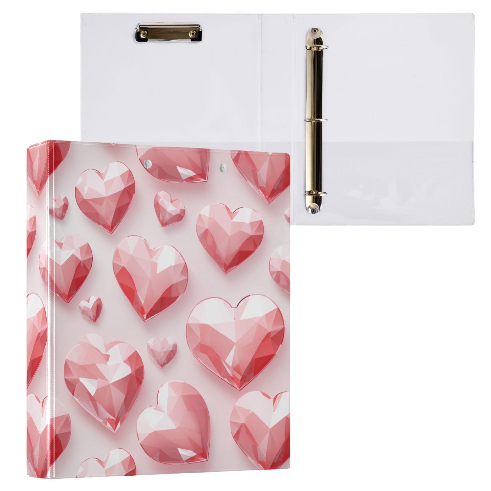 Red Love Gem - Raccoglitore a 3 anelli, 3,8 cm, contiene 200 fogli con 3 tasche interne in PVC trasparente, per scuola e ufficio