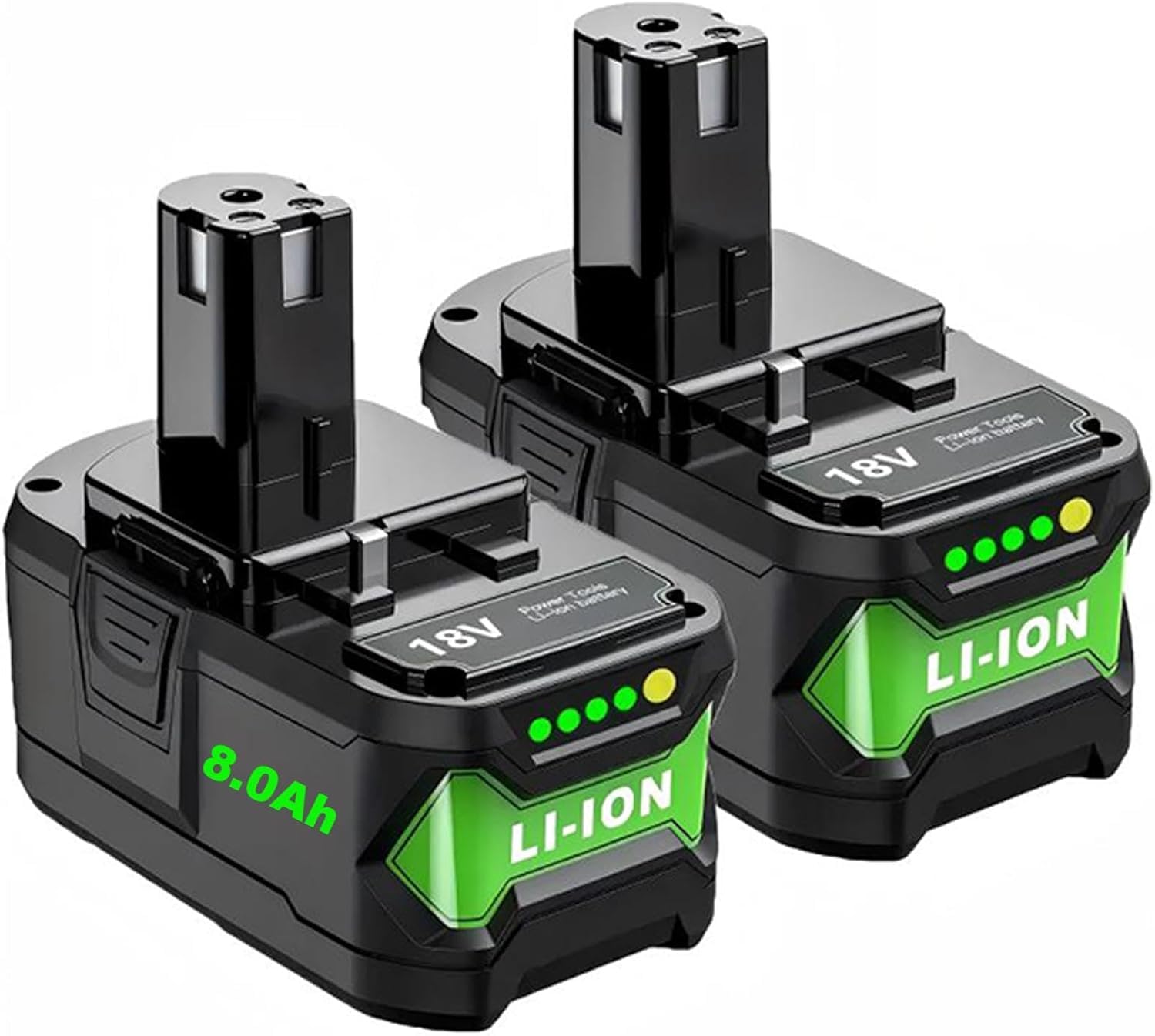 2 Packs 18V Battery Replacement for Ryobi 18V Lithium-Ion Battery, Compatible with Ryobi 18 Volt Batteries Cordless Power Tools