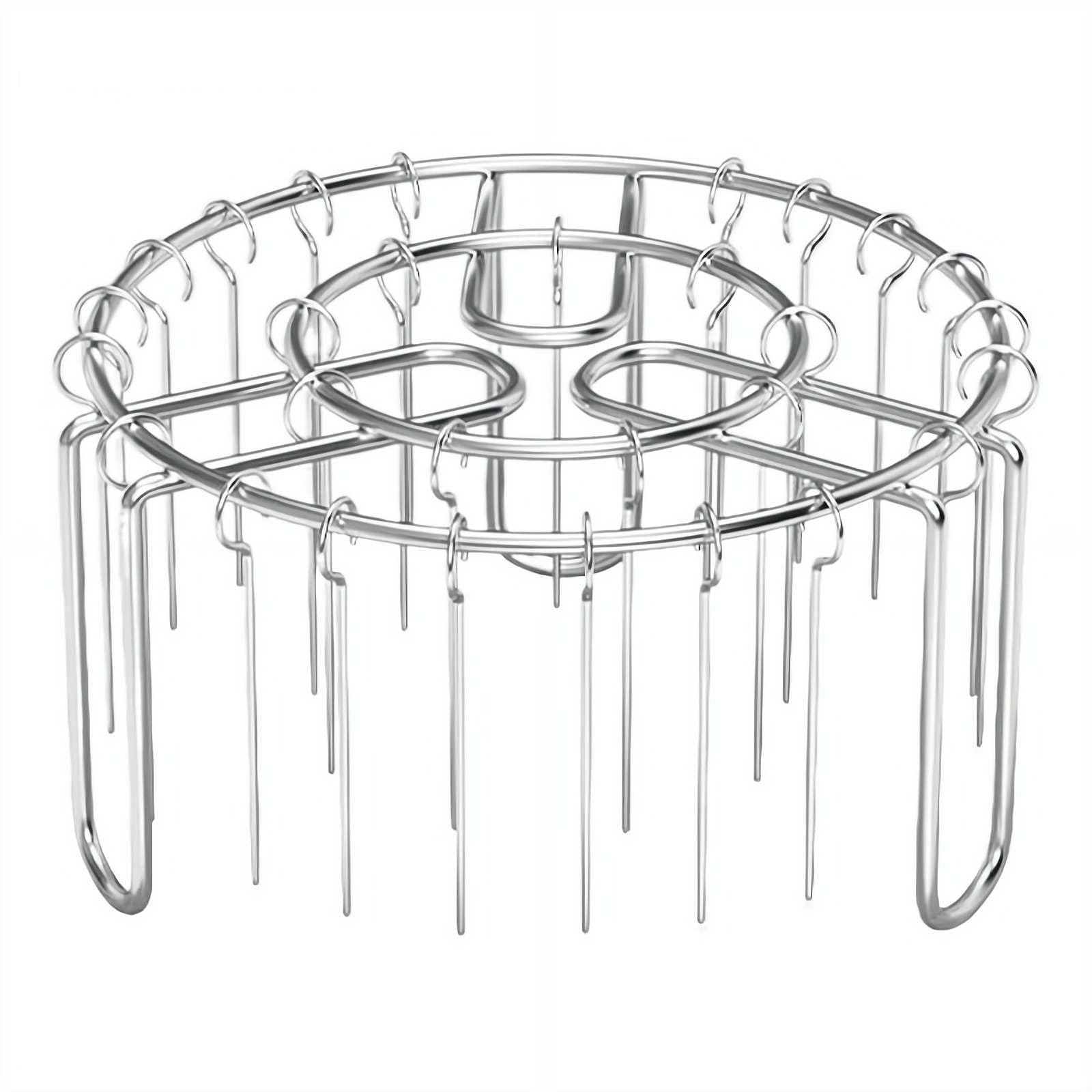 Air Fryer Grill Skewer Rack, Stainless Steel BBQ Kabob Set Non-Stick Round Hanging Skewers Fits for 4 to 6-Quart / 8-Quart Air Fryer Basket, Oven (Silvery, 13-piece Set)