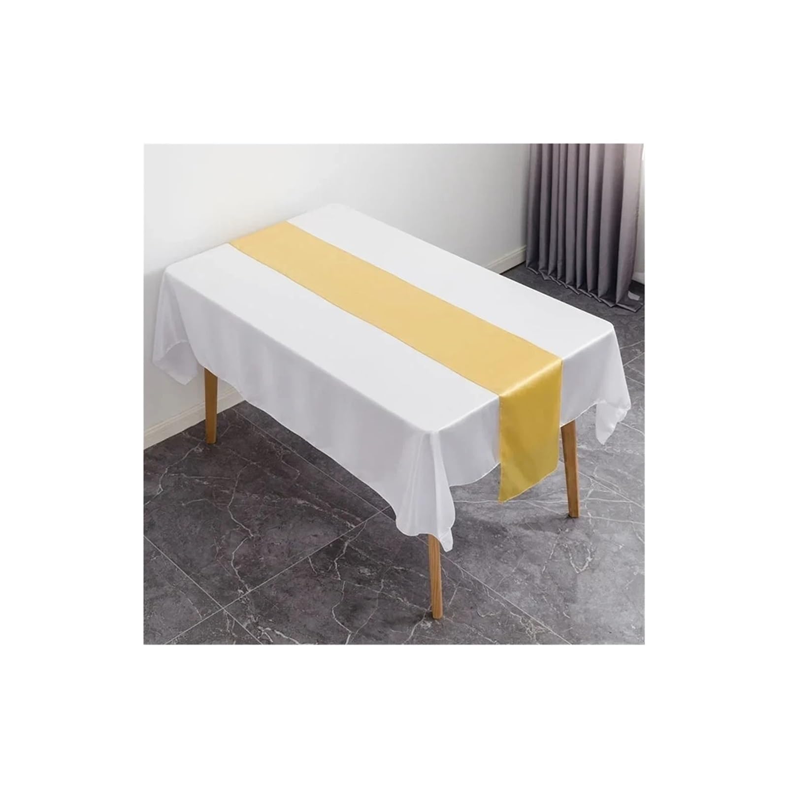 Table Runner 6PCS Table Runner Satin Shiny Colour Wedding Decoration Hotel Birthday Party Show Banquet(Gold)