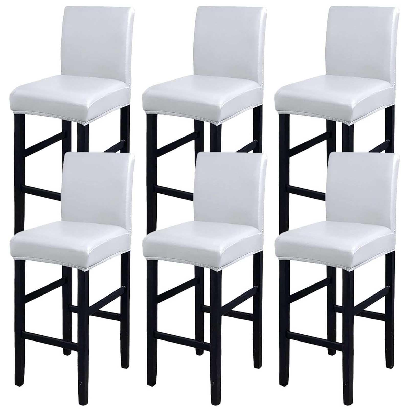 Leomix PU Waterproof Bar Stool Covers, Stretch Removable Barstools Covers, Counter High Leg Low Back Chair Covers, for Cafe Dining Room,G,6pack