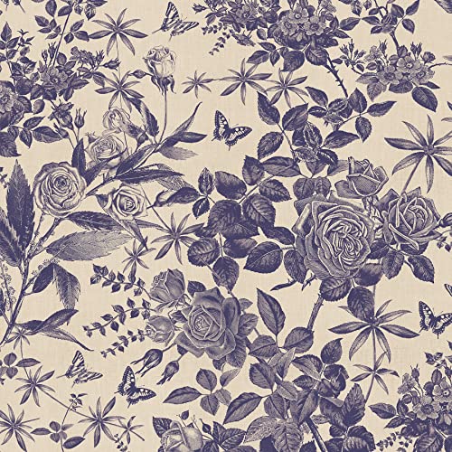 Jiffdiff Vintage Peel And Stick Wallpaper Floral Wallpaper 17.3" X 118" Blue Wallpaper Flower Wallpaper Waterproof Wallpaper For Kitchen Bathroom Cabinet Wallpaper #TOP23
