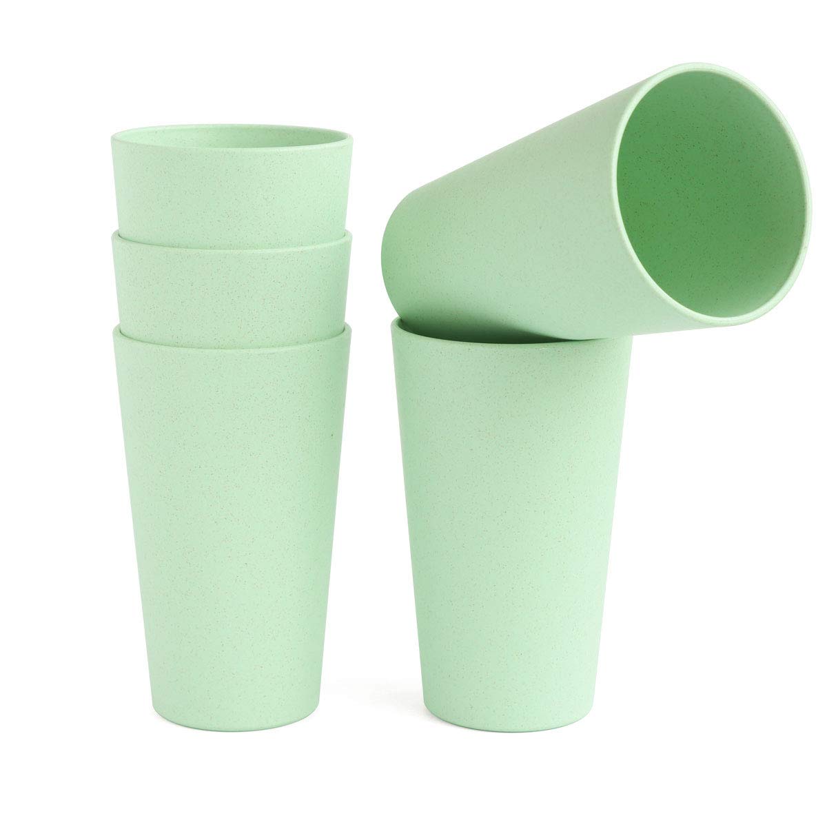 JUCOXO Wheat Straw Cups 20 OZ Lightweight Reusable Unbreakable Tumblers, Set 5 Pack Bathroom Drinking Glasses Cups, Dishwasher Safe