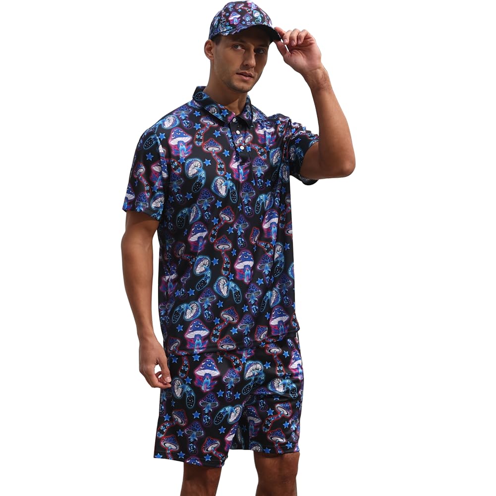 Set di magliette da golf da uomo, occhiali da sole in gomma, 2 pezzi, da uomo