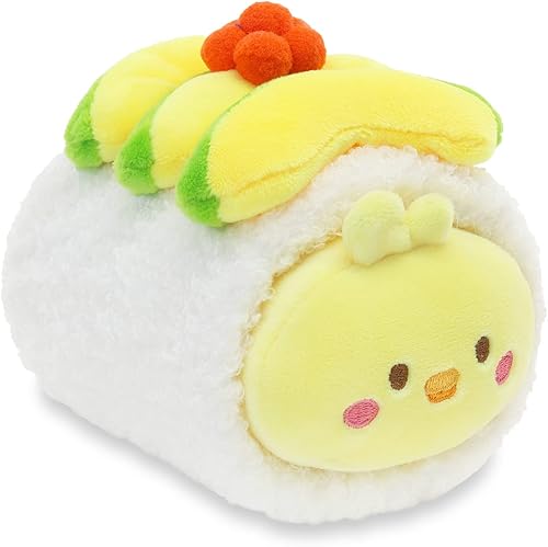 Anirollz Chickiroll de peluche en sushi de aguacate  Animal de peluche kawaii con disfraz extraíble  Lindo juguete de peluche blando y apretable,
