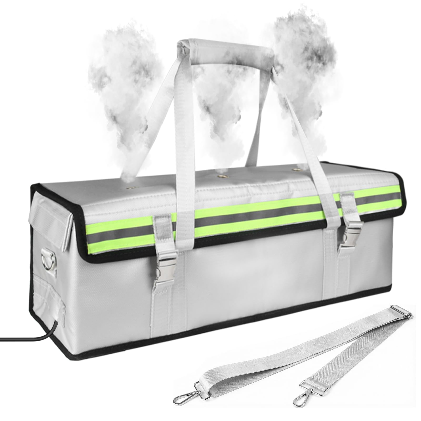 Electric Bike Battery Bag (Extra Large), Fireproof and Explosion-Proof Safety Bag for LiPo Batteries, 8-Layer Fibreglass and Silicone Fabric with Reflective Strip, Charging Bag for Bicycles with