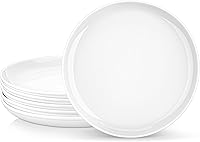 Vista 1 de MALACASA Juego de 6 platos llanos de 10.5 pulgadas, platos redondos de postre de porcelana, platos para servir, juego de platos de ensalada, aptos