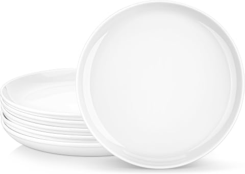 MALACASA, Serie REG, 10,5" Teller Set 6 Personen, Cremeweiße Porzellan Speiseteller, Geschirr für Spülmaschine und Mikrowelle, Pastateller, Frühstücksteller, Kuchenteller