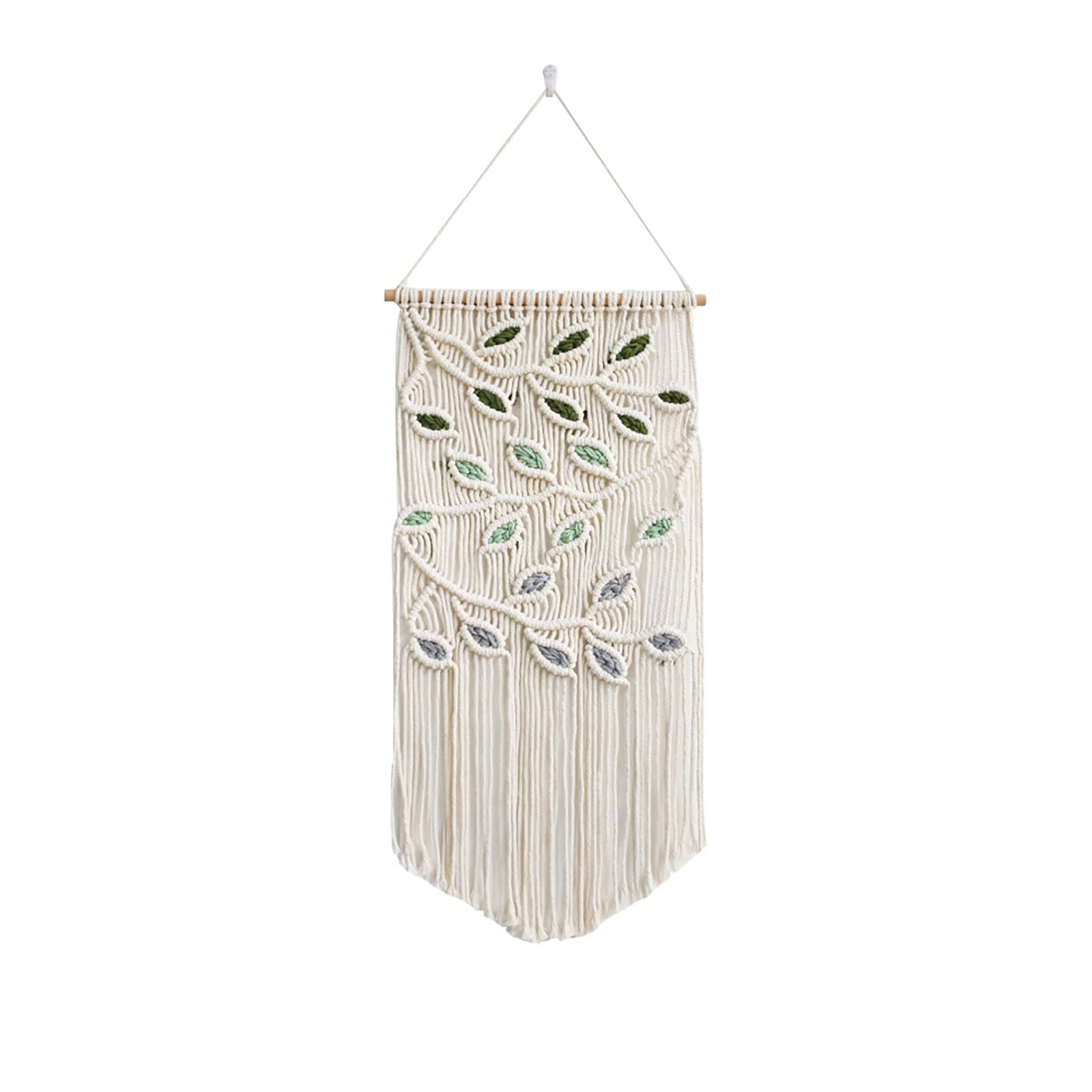 TaLcuS Handmade Woven Leaf Tapestry, Bohemian Tassel-Style Wall Art – Chic Macrame Decoration for Room, Living Room, Bedroom, Office(A2)