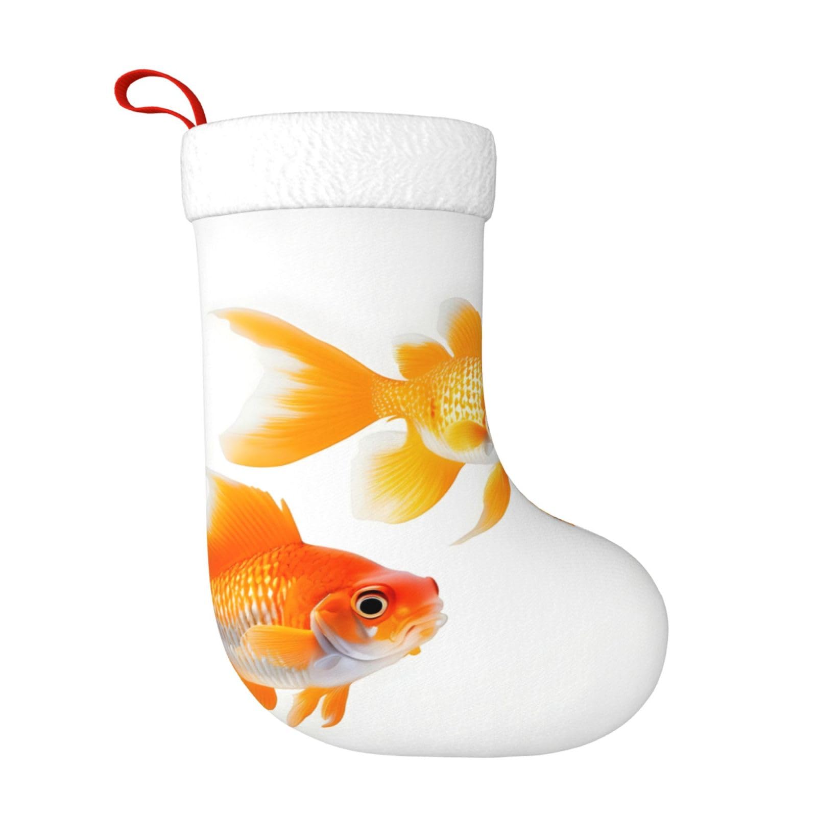 Sdegtho Black Cute Goldfishes 1Pcs Christmas Stockings Fireplace Hanging Stocking Ornament For Family Holiday Xmas Gift