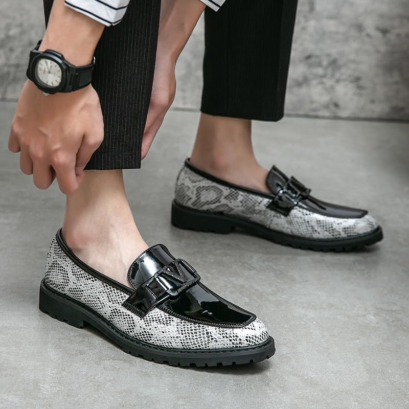 Men's Classic Formal Oxford Shoes Mens Dressy Suit Tuxedo Metal Shoelaces Weeding Prom Derby Shoes Comfortable Genuine Leather Slip On Business Dress Shoes(8.5)3