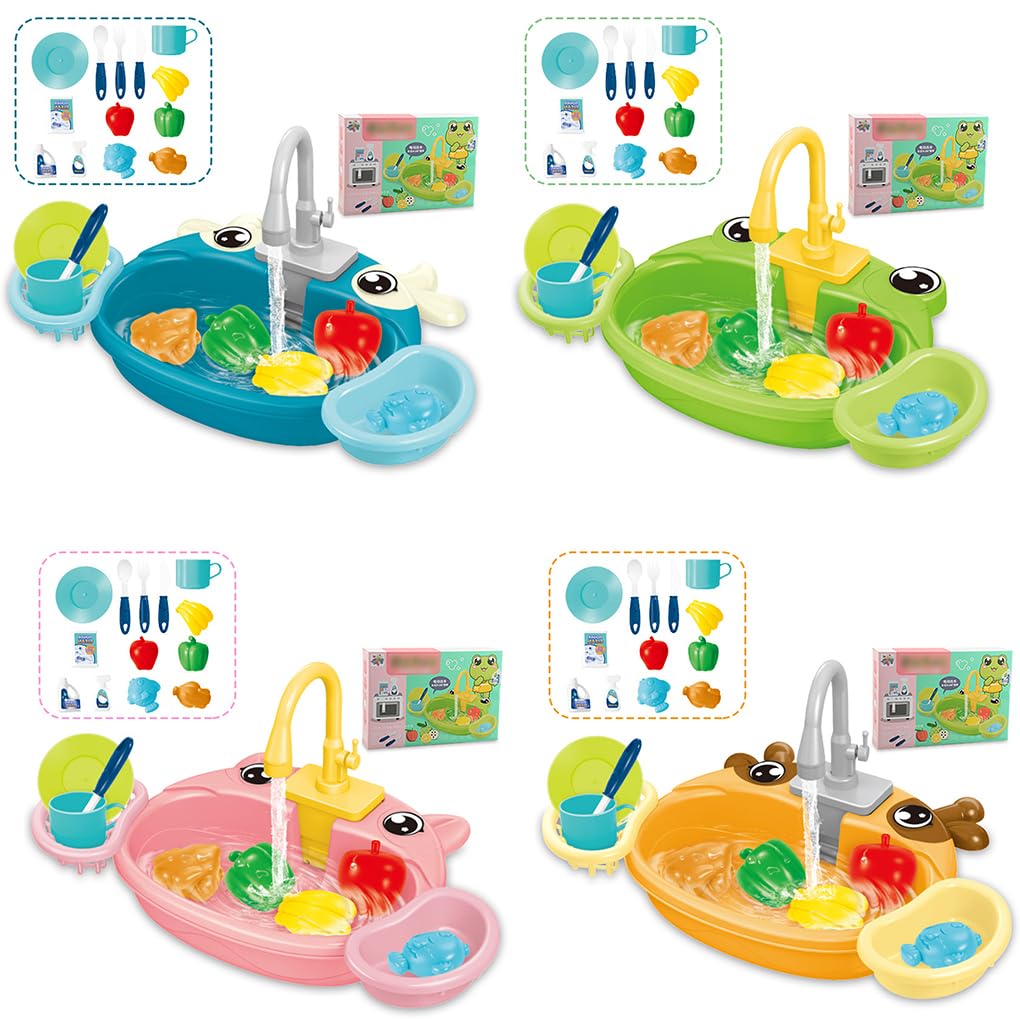 Zirkulierendes Wasser Küchenspülenspielzeug, lehrreich und unterhaltsam für Kinder, simulierte Küchenspüle ist einfach zusammenzubauen, Blau