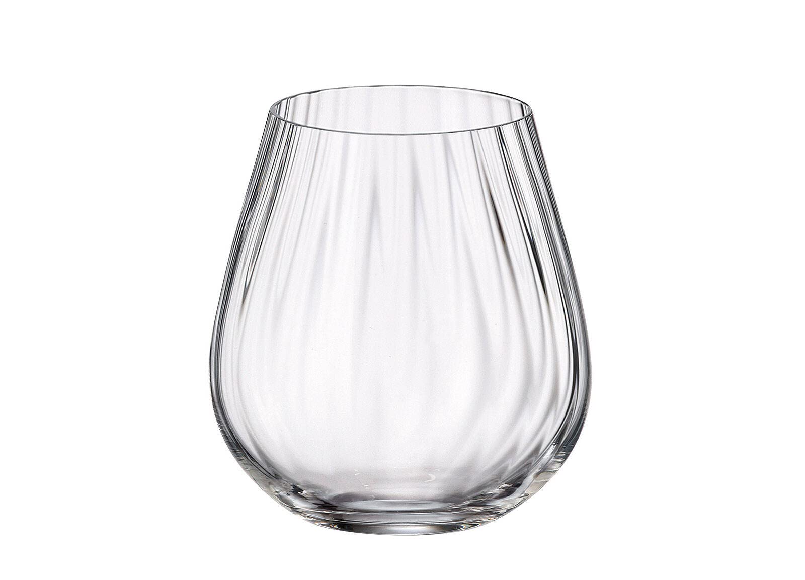 Czech WINE GLASSES set of 6 13oz./380ml. JUICE WATER COGNAC BRANDY WHISKEY STEMLESS TUMBLERS BOHEMIAN CRYSTAL GLASS