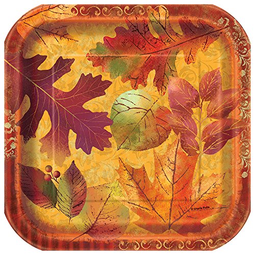 Square Beautiful Fall Dessert Plates, 10ct