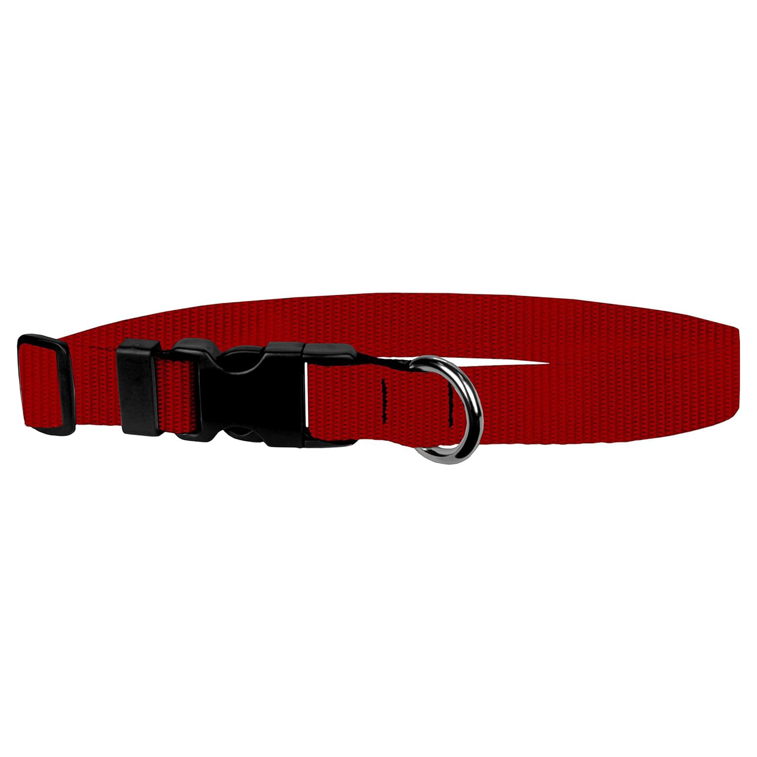 Dog Collar - Colored Adjustable Pet Collars, 1 Inch Wide, Extra Large, Dark Red