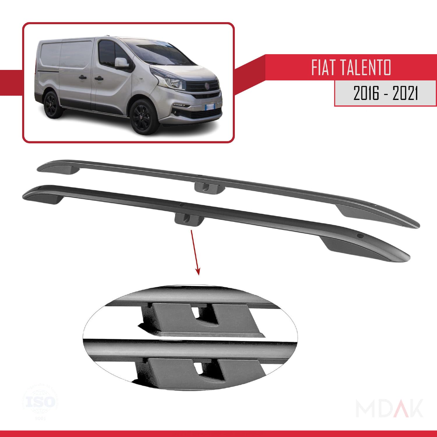 MDAK Kompatibel mit Ford Transit/Tourneo Connect 2002-2013 (Kurzer Radstand L1/H1) Dachreling Dachträger Gepäckträger Schwarz