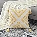 CAROMIO Funda de Cojín Boho Chenilla Throw Pillow Borla Tufted Cojines de Sofá Súper Suaves para Sofá Dormitorio Sala de Estar Coche Oficina 1 Pieza 45 x 45 cm 18 x 18 Pulgadas Amarillo