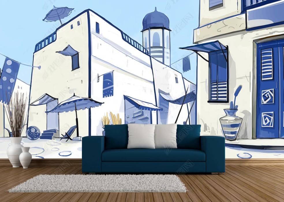 Papier Peint Intissé Bleus de Paysage Mural XXL pour Salon Chambre 450x315cm