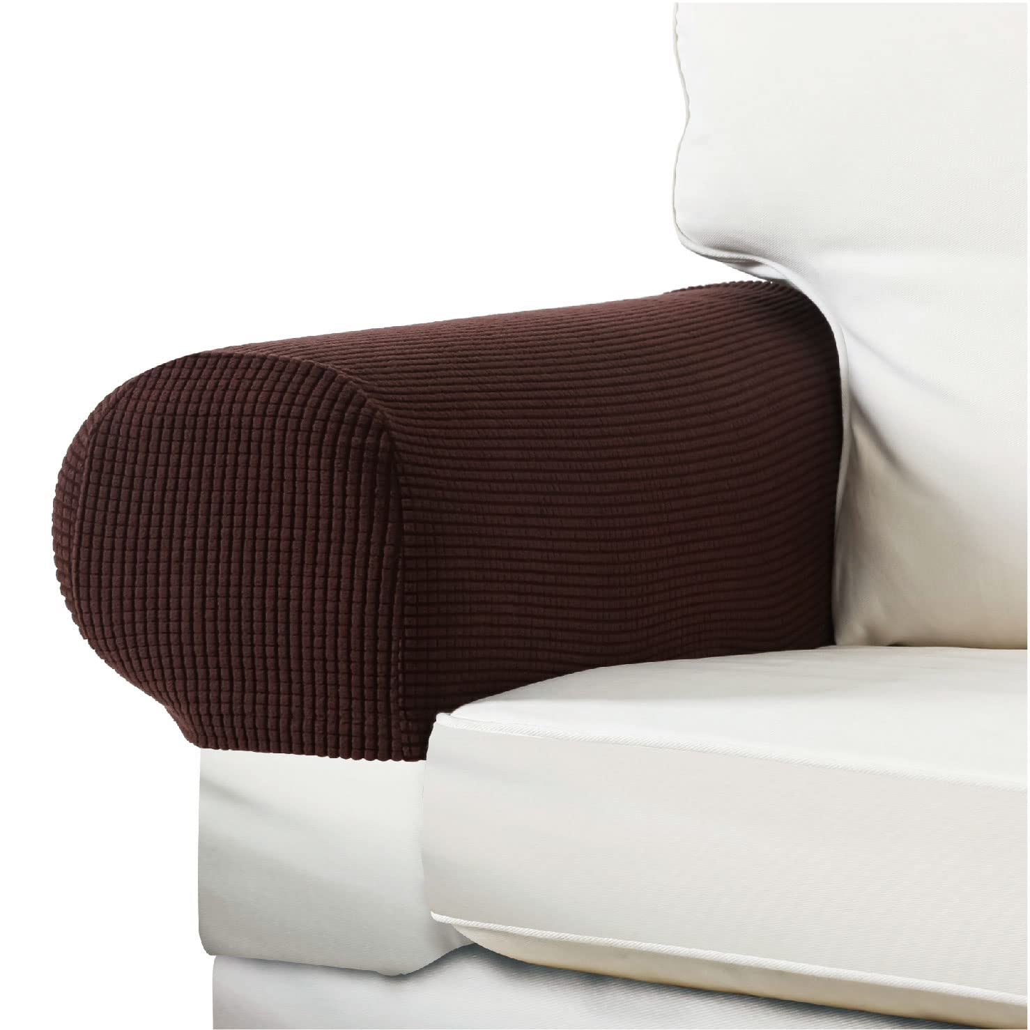EDENATURE Couch Arm Covers - Stretch Armchair Cover Polyester Office Chair Armrest Covers for Sofa, Anti-Stain and Washable Arm Chair Slipcover - Coffee - Pack of 2