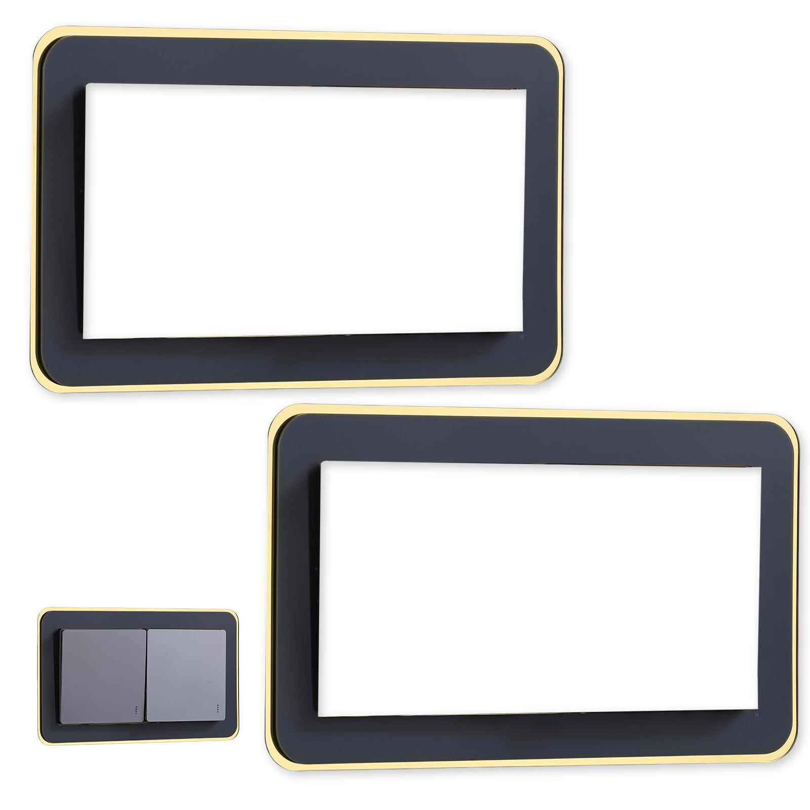 2 Pcs Double Socket Surround, 173 * 86MM Self-Adhesive Acrylic Light Switch Surrounds Plate, Black Double Light Switch Cover Plates for Wall Sockets and Lights Switches