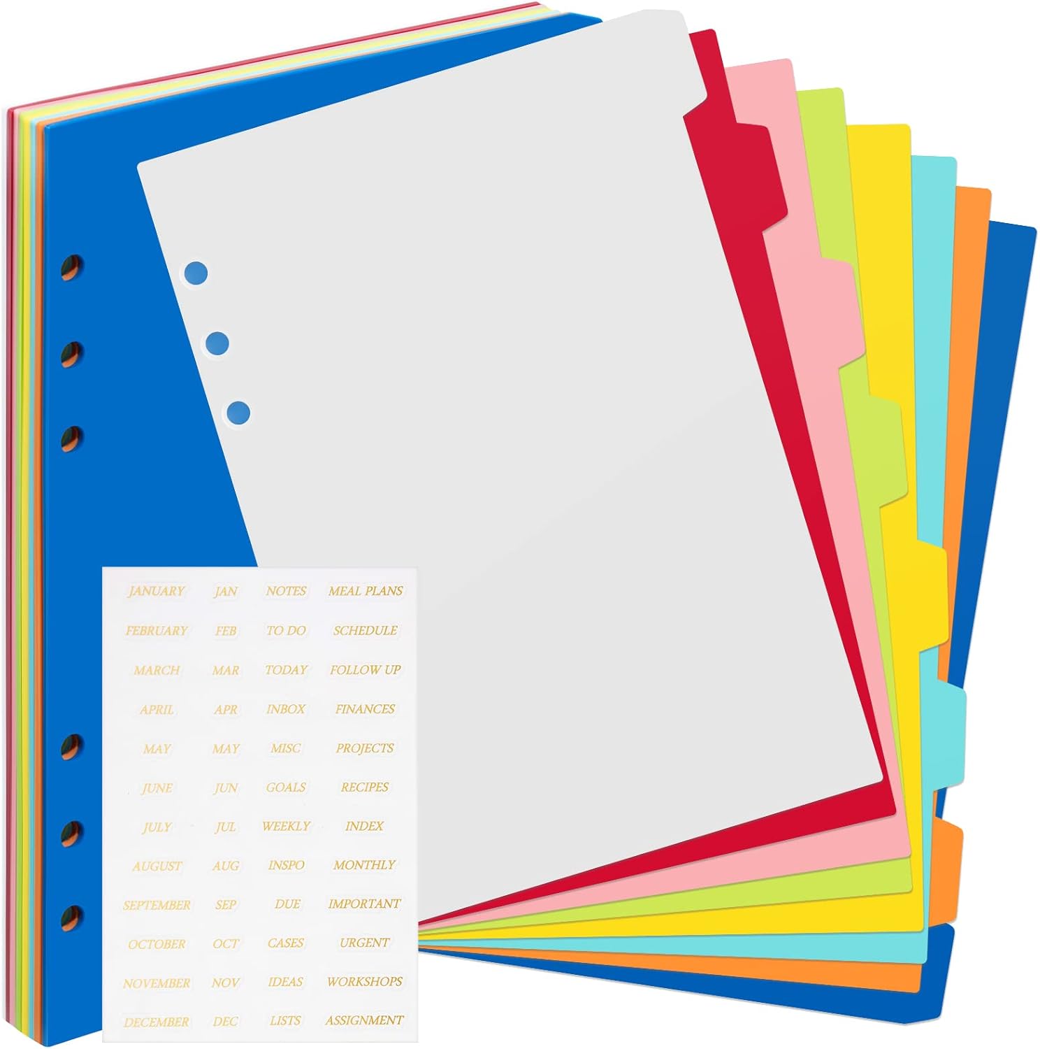 32 Pcs A5 Index Divider 6 Hole Binder Dividers 8.27 x 5.83