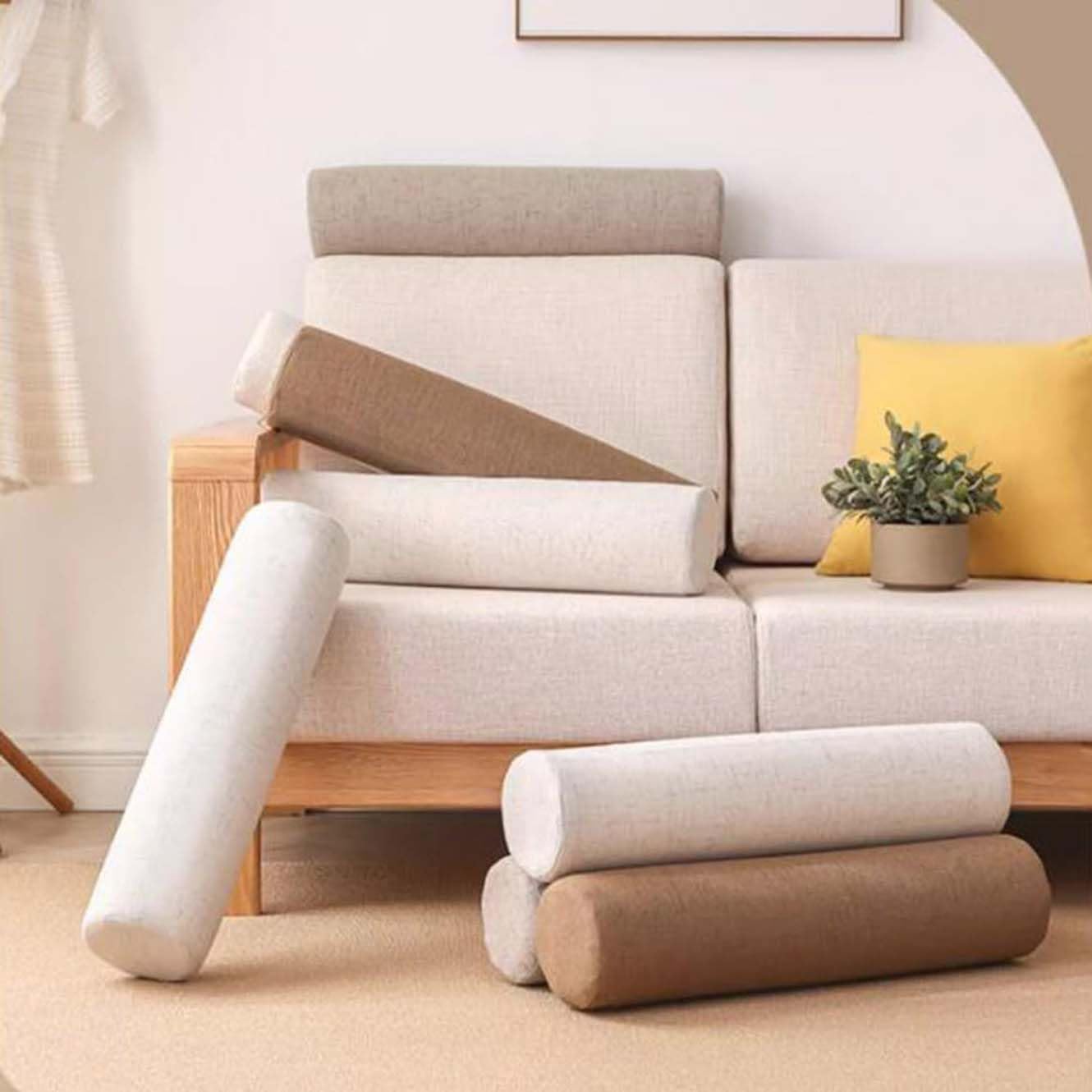 Coussin cylindrique velours Beige - Le Lit Cabane