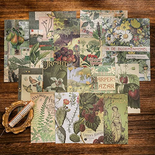 Image of Scrapbooking Supplies Kit, Vintage Botanical Aesthetic Scrapbook Kit for Bullet Junk Journal, Stationery, A6 Grid Notebook, Flower DIY Journaling Supplies, Birthday Craft Gift for Teen Girl Women