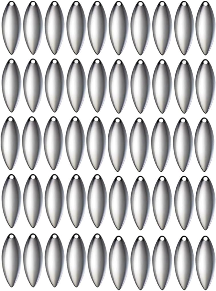 Smooth Willow Spinnerbait Blades Kit 50pcs, Made in USA, DIY Lure Making Set for Spinner baits and Jigs Sizes #0-#4.5 Smooth Nickel Finish