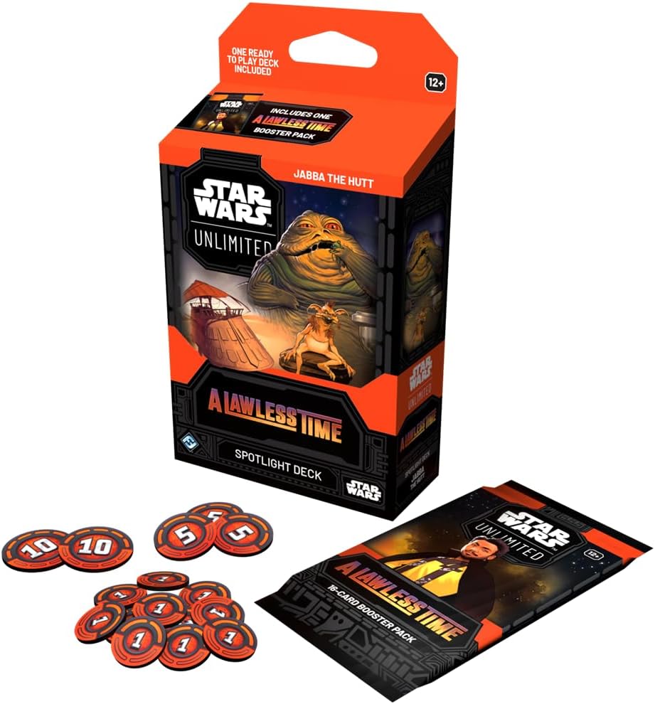 Asmodee Star Wars: Unlimited TCG A Lawless Time Spotlight Deck Display - Includes 3 Leia Organa & 3 Jabba The Hutt Ready-to-Play 50-Card Decks + Booster Packs, Ages 12+, 2+ Players, 20 Min Playtime