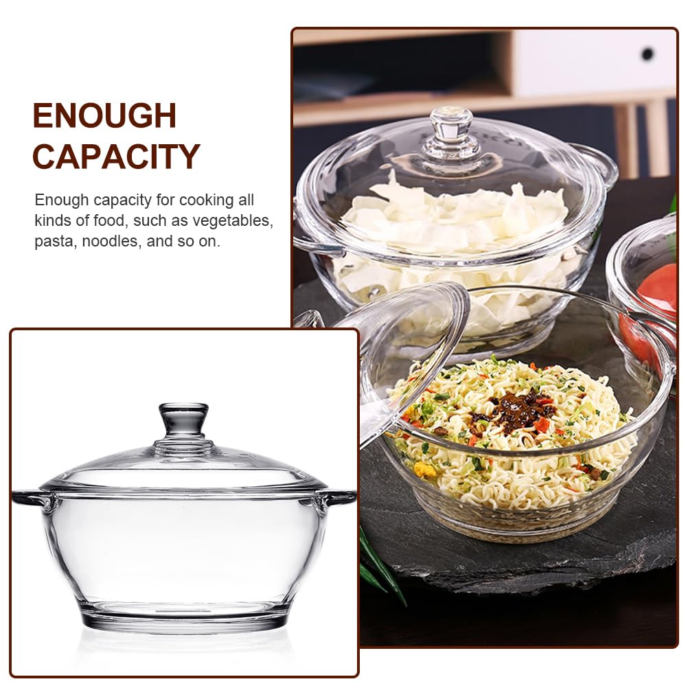 Angoily Glass Saucepan with Lid, Heat Resistant Saucepan with Lid