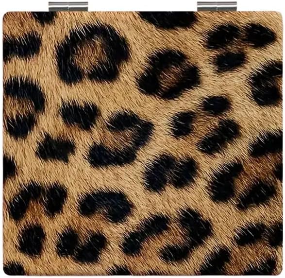 Flip-Top Double-Sided Portable Makeup Mirror – Leopard Print Small Mirror with Anti-Drop Glass Surface for Travel & Daily Use