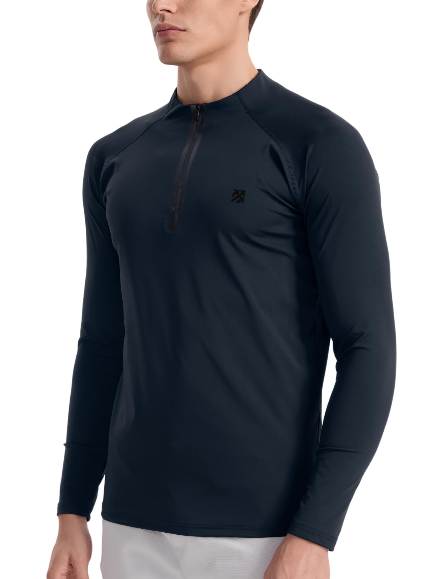 SENBWL Mens Running Shirts Skinny Moisture Wicking Quarter Zip Pullover Workout Outdoor Sports Golf Pickleball Shirts for Men