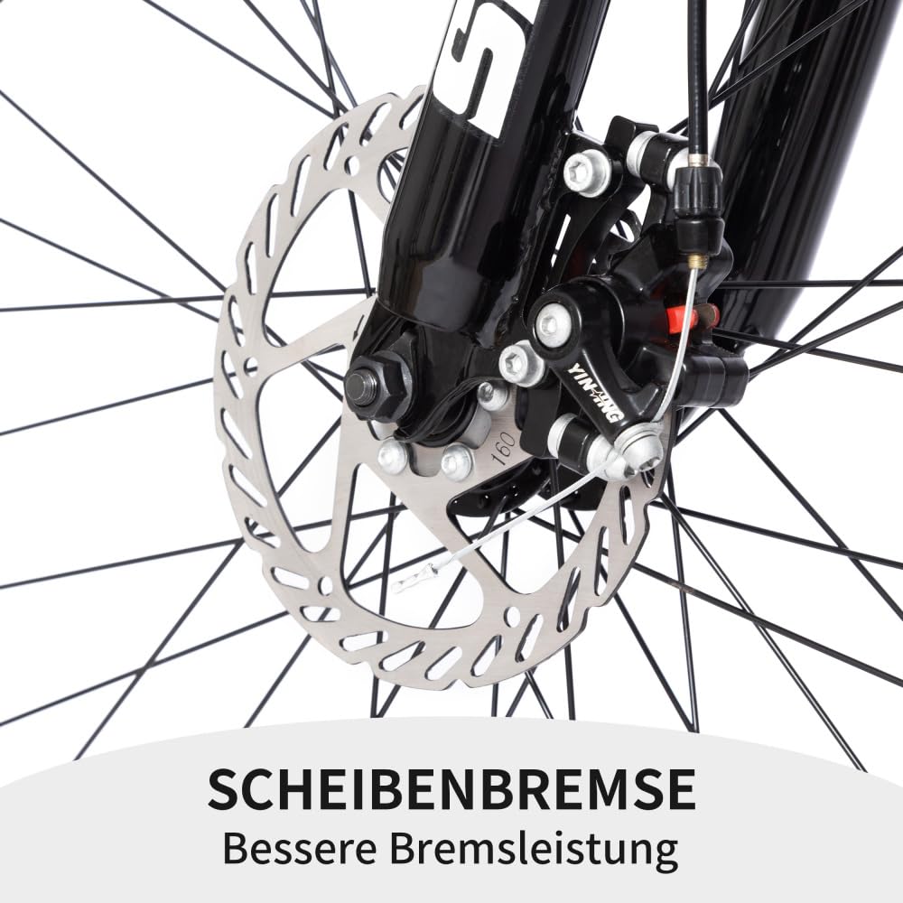Mountainbike 26 Zoll Hardtail Fahrrad Herren Damen Blau, 21-Gang Schaltung Scheibenbremsen Federgabel MTB Sportrad City-Bike