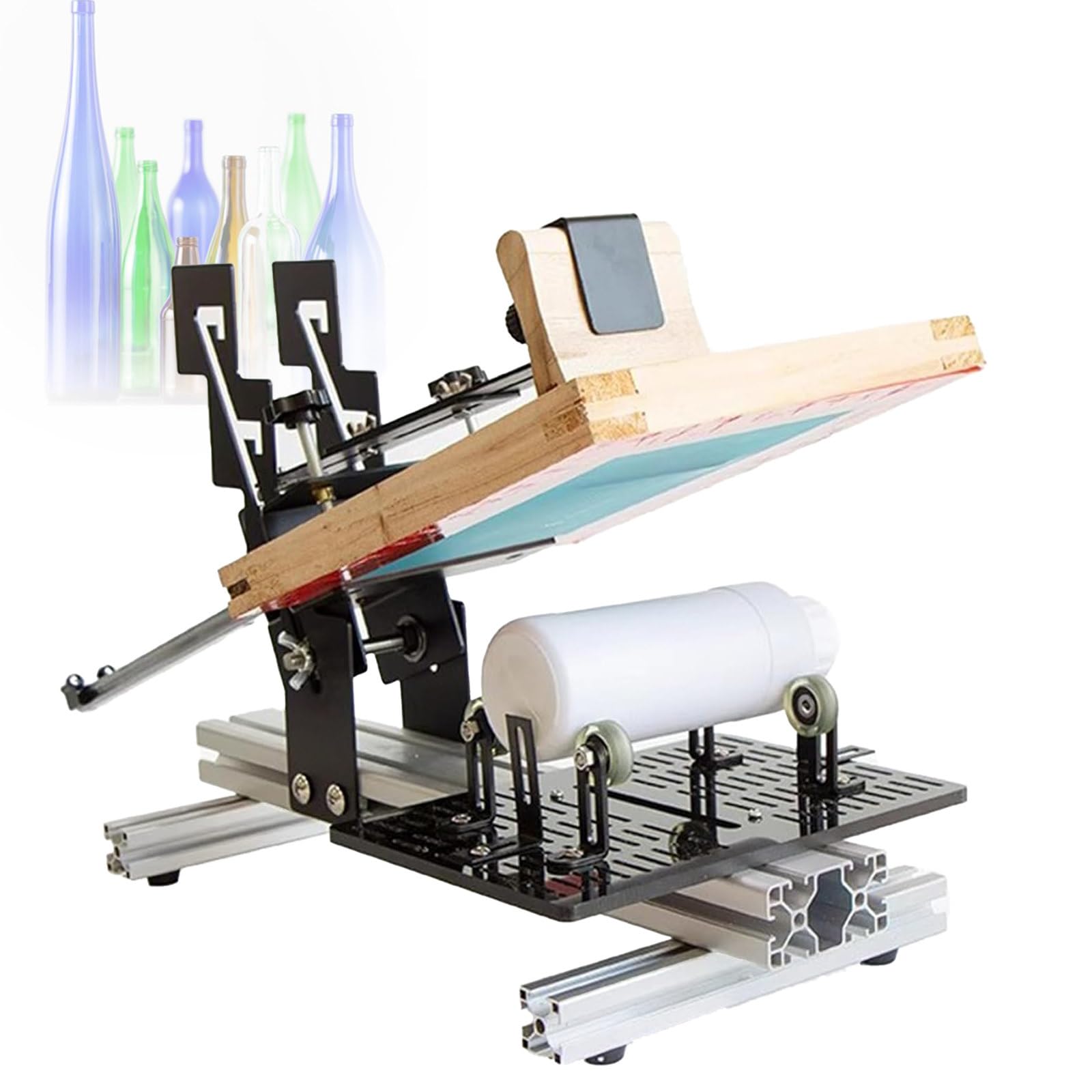 Macchina da Stampa Serigrafica, Macchina da Stampa Manuale della Serigrafia del Cilindro con la Distanza Regolabile del Rullo, Area Grafica Massima di 200 * 250MM