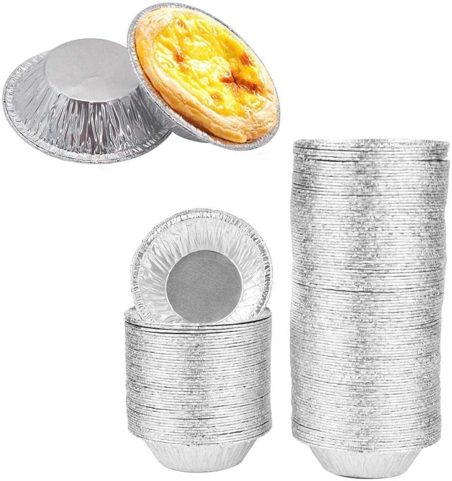 Tustao 50Pcs Silver Mini Pie Tins Foil Pans Pie Pan Small Pie Pans Round Tart Pie Disposable Pans Aluminum Baking Aluminum Pie Pans for Baking Pot Pies Tarts