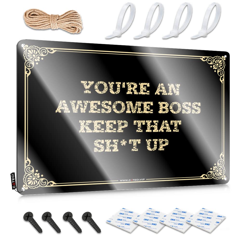 MWFKKADDB Tin Sign For Man Cave You'Re An Awesome Boss Keep That Sh*T Up Tin Sign Funny Garage Bar Signs Bar Sign For Home Decor(30X40CM)