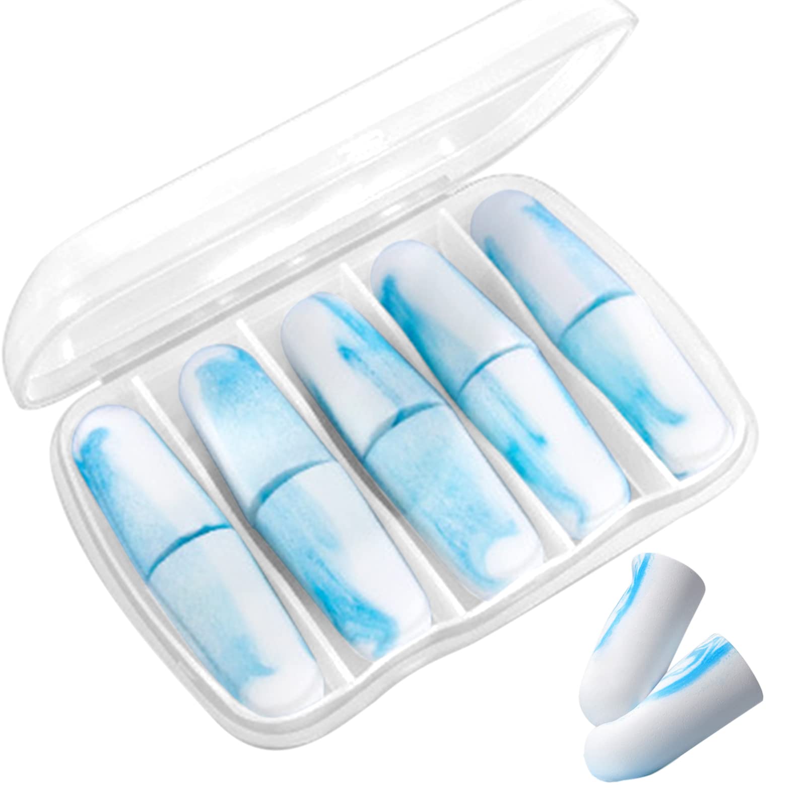 TepengdieEarplugs 5 Pairs for Quiet Sleep Professional Sound-isolating Earplugs Memory Foam Ergonomic Design Noise Cancelling for Sleep (Blue)