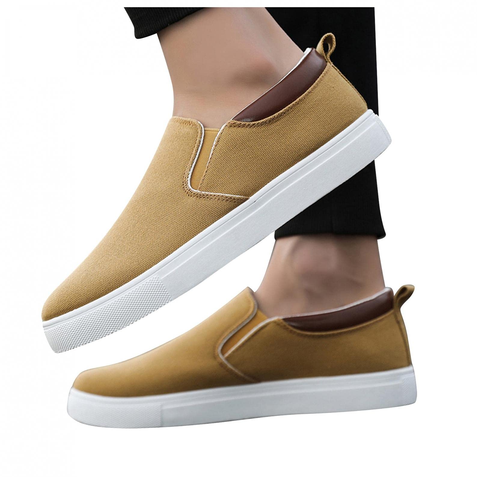 ?Men\'s Chocolate Canvas Slip-On Comfortable Low Top Lightweight Fashion shoes Amazon.com | TOBER Men main image 4