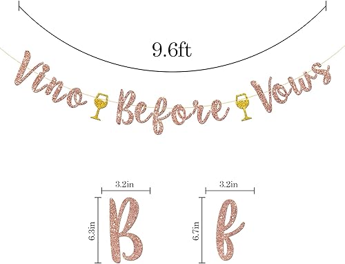 Miniatura 2 de Cartel de vino antes de los votos, despedida de soltera, compromiso, novia a ser, decoraciones de fiesta de boda (purpurina dorada rosa)