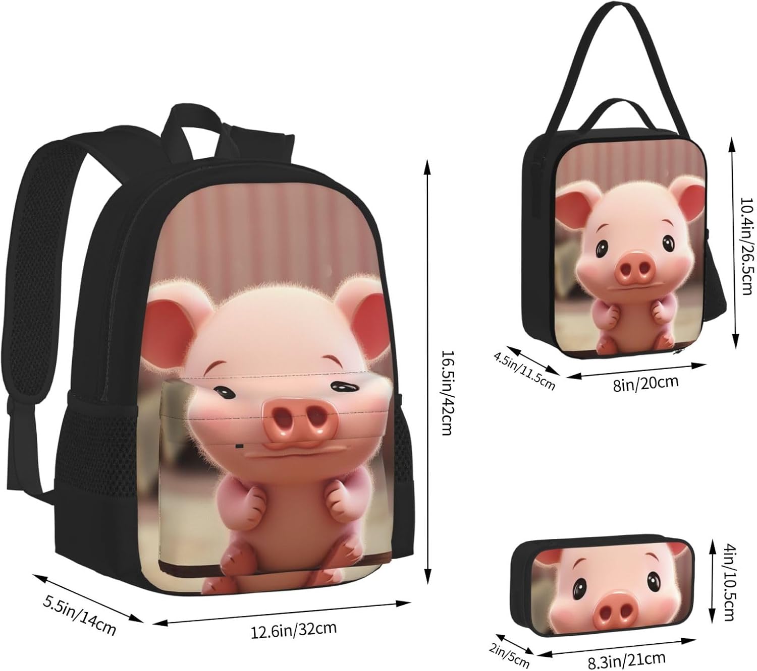3 in1 Travel Laptop Backpack with Lunch Bag and Pencil Case Casual Daypack image 3