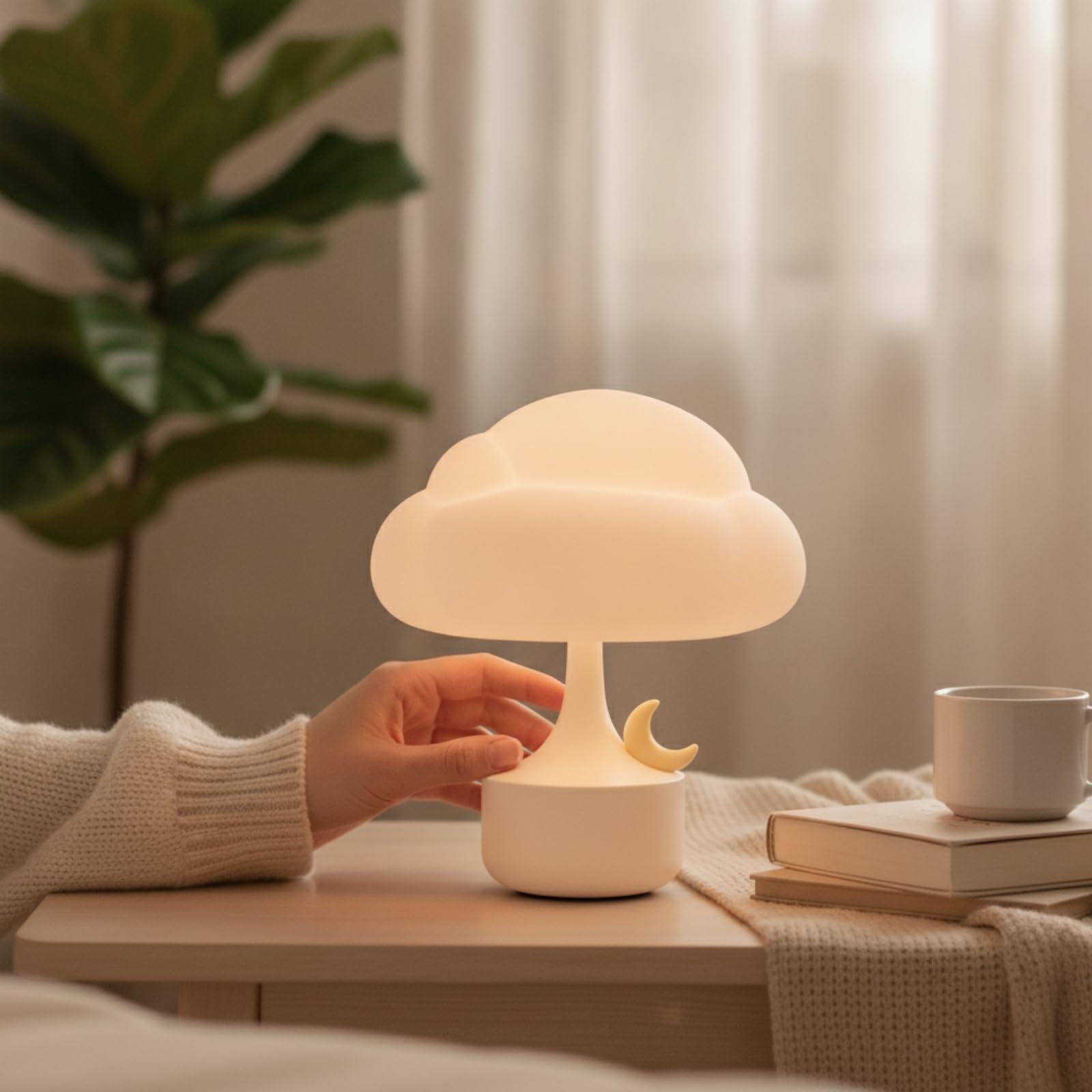 Luz Nocturna Giratoria Lámpara de Mesa Lámpara de Noche Lámpara de Silicona Lámpara con Pantalla de Silicona Desmontable y Base Firme