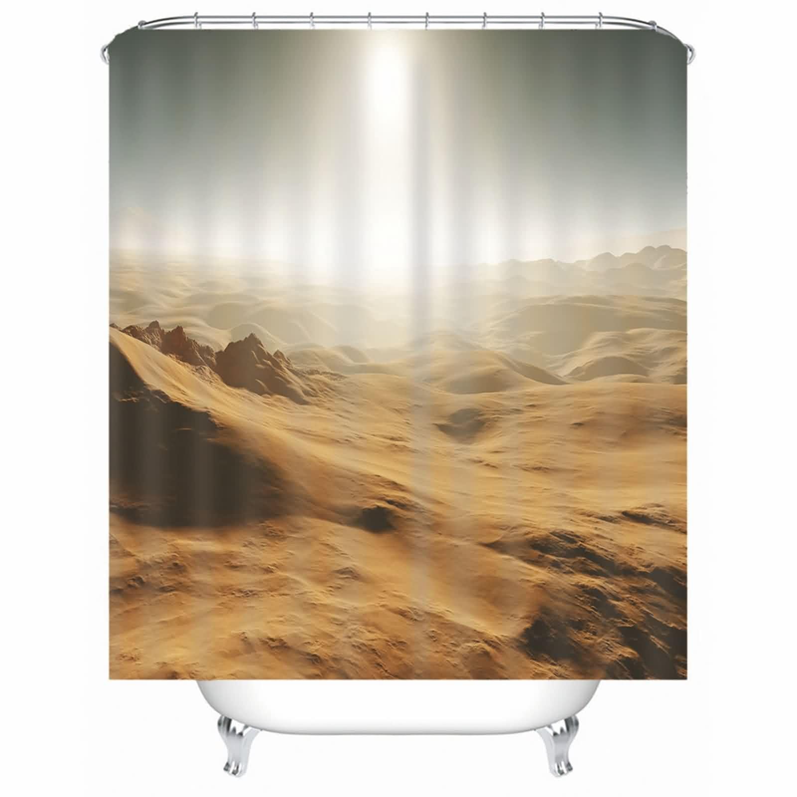 Rideau de douche anti-moisissure lavable marron en polyester avec anneaux inclus