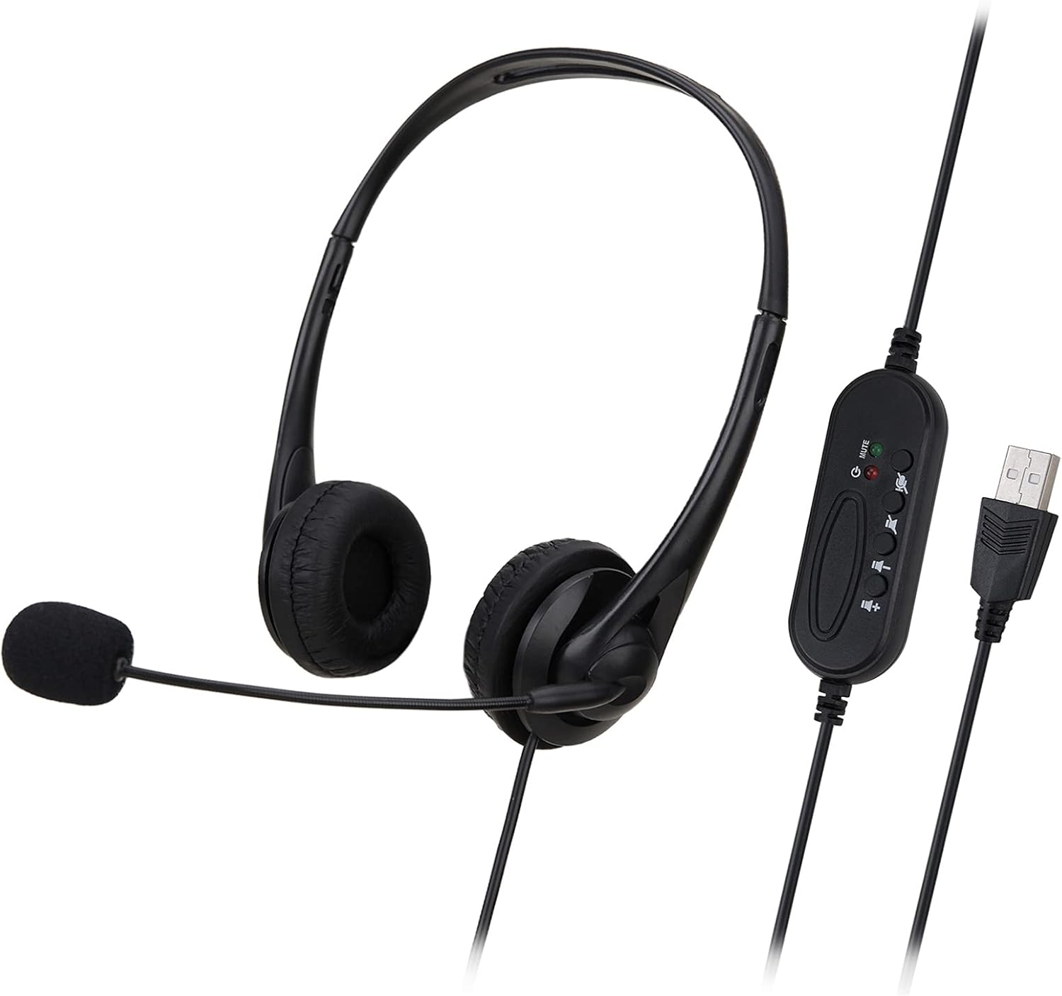 SY490MV Call Center Wired Headset Wired Control USB Port with Microphone Telephone Operator Headphone Noise Canceling for Computer Phones Desk Boxes