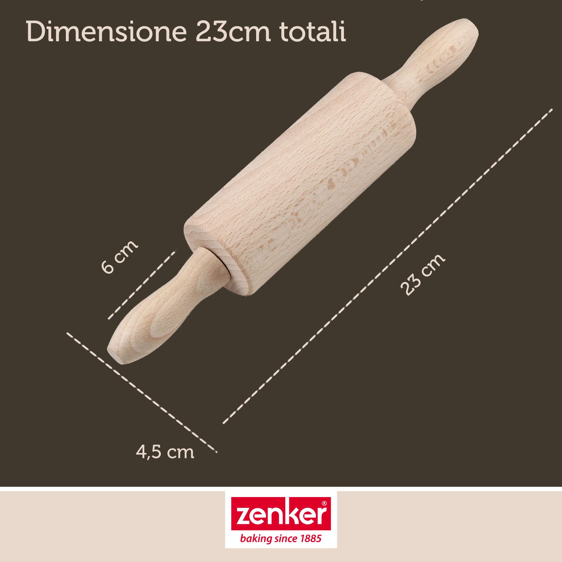 Zenker Mini wałek do ciasta – Optymalnej jakości wałek do pieczenia z drewna bukowego, 230 x 45 x 45 mm,optymalny dla miłośników pieczenia, drewno